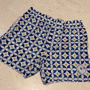 Malbon Geometric Blue and Yellow Men's Athletic Shorts